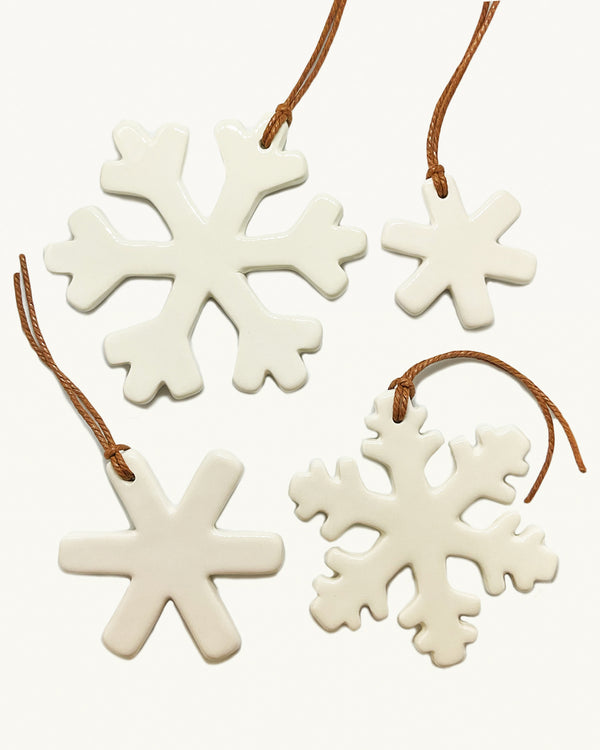 Set of 14 Snowflakes & Stars Ceramic Ornaments